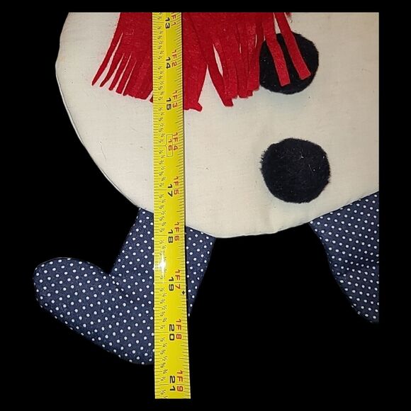 Vintage Handmade Fabric Snowman Christmas Wall Decor Tapestry Kitsch Xmas 21" - Picture 6 of 8